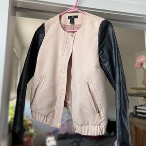 Pink and faux leather jacket